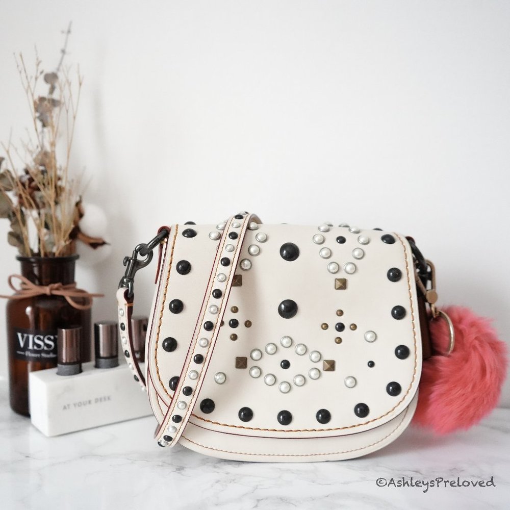 COACH 1941 stud white saddle crossbody bag